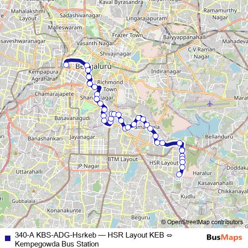 340-A KBS-ADG-Hsrkeb bus Line Map