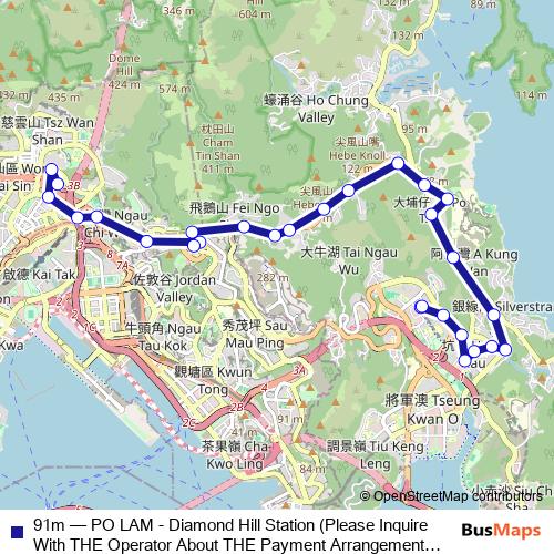 91m bus Line Map