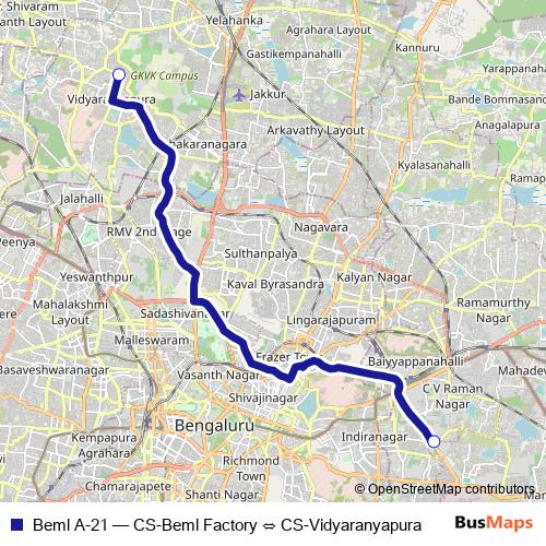 Beml A-21 bus Line Map