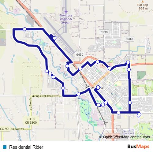 Residential Rider bus Line Map
