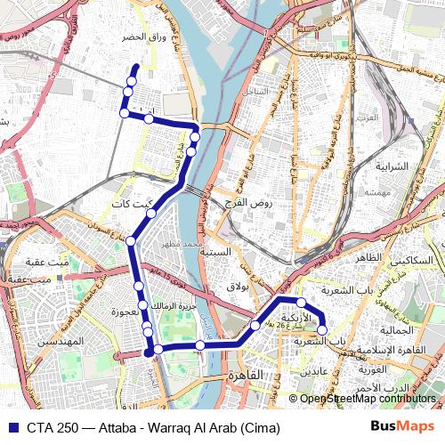CTA 250 bus Line Map