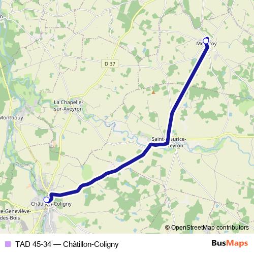 TAD 45-34 bus Line Map