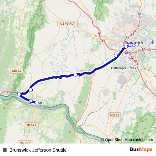 Brunswick Jefferson Shuttle bus Line Map