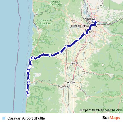 Caravan Airport Shuttle bus Line Map
