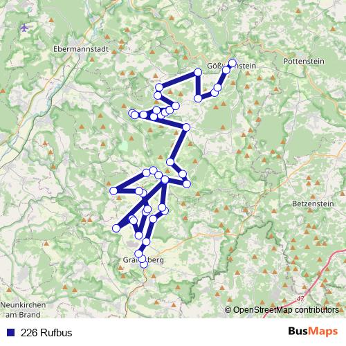226 Rufbus bus Line Map