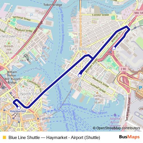 Blue Line Shuttle bus Line Map