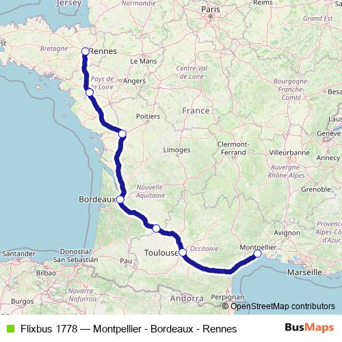 Flixbus 1778 bus Line Map