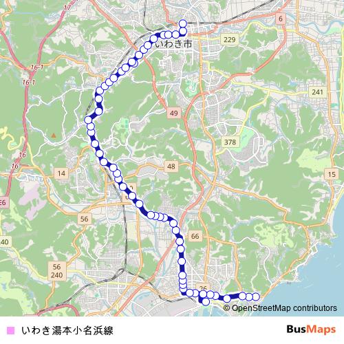 Iwaki Yumoto Onahama Line bus Line Map