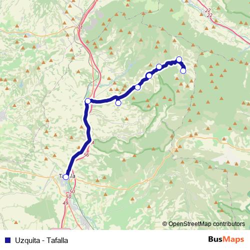 Uzquita - Tafalla bus Line Map