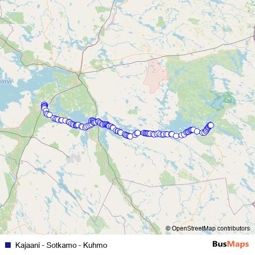 Kajaani - Sotkamo - Kuhmo bus Line Map