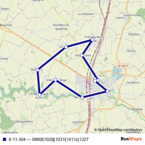 8-11-304 bus Line Map