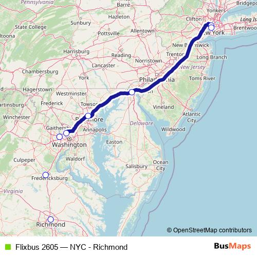 Flixbus 2605 bus Line Map