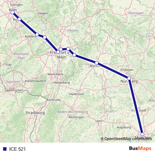 ICE 521 rail Line Map