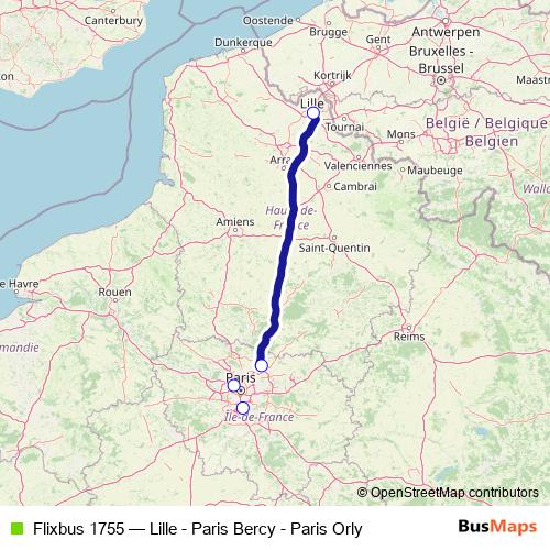 Flixbus 1755 bus Line Map