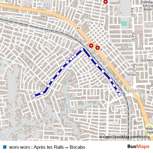 woro woro : Après les Rails ↔ Bocabo bus Line Map