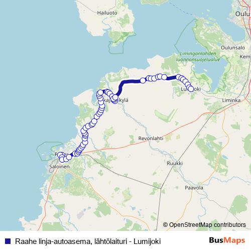 Raahe linja-autoasema, lähtölaituri - Lumijoki bus Line Map