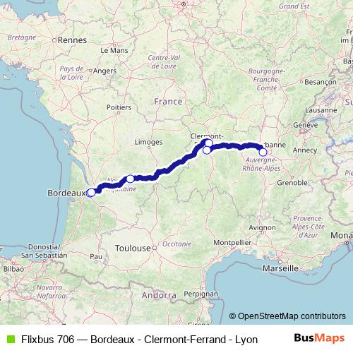 Flixbus 706 bus Line Map