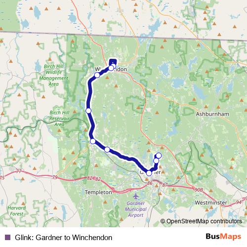 Glink: Gardner to Winchendon bus Line Map