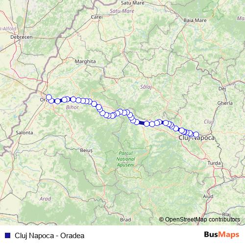 Cluj Napoca - Oradea bus Line Map