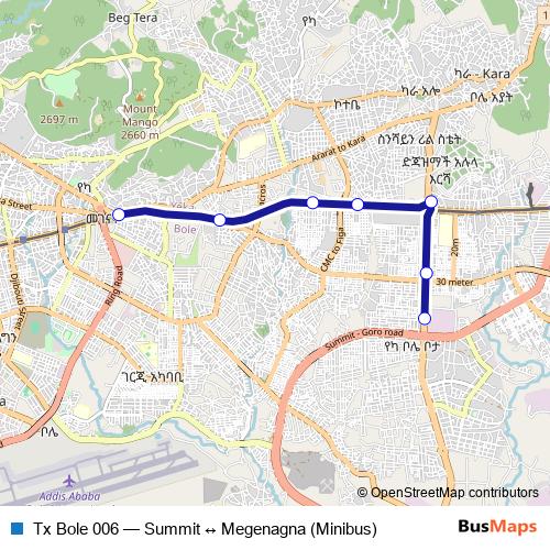 Tx Bole 006 bus Line Map