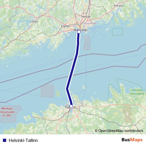 Helsinki-Tallinn ferry Line Map