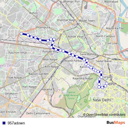 957adown bus Line Map