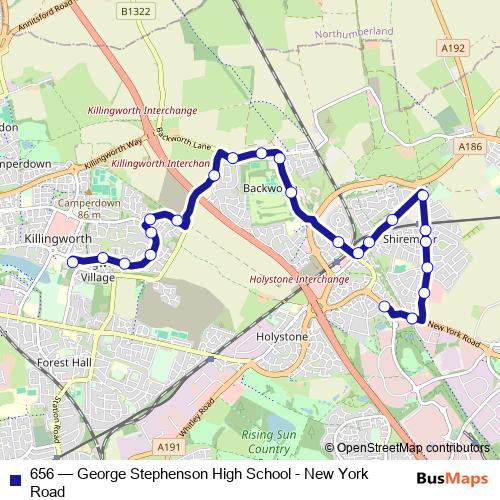 656 bus Line Map