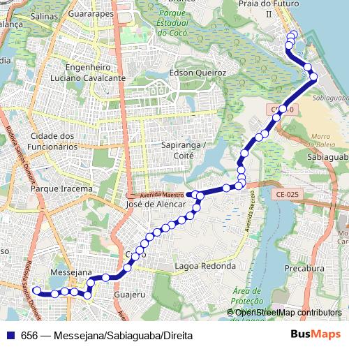 656 bus Line Map
