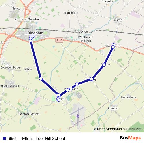 656 bus Line Map