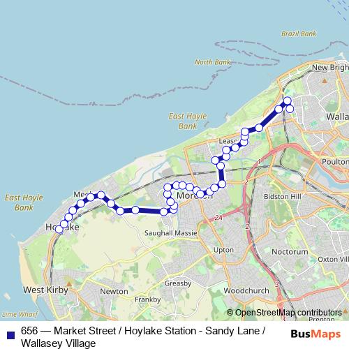 656 bus Line Map