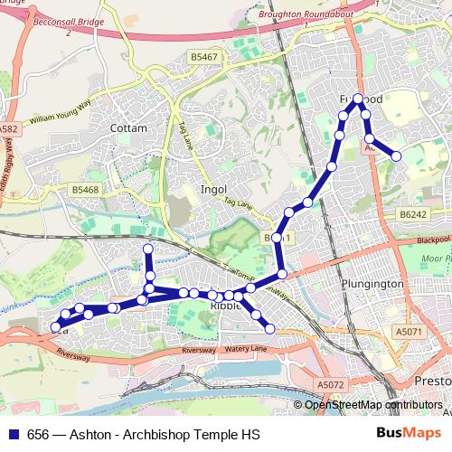 656 bus Line Map