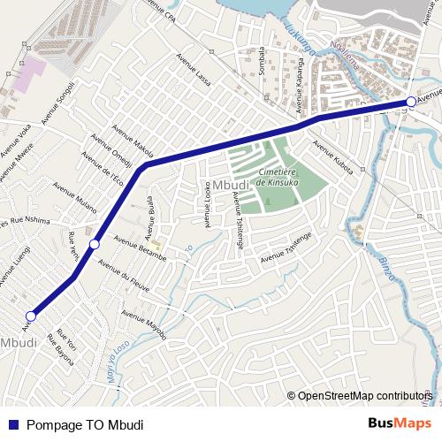 Pompage TO Mbudi bus Line Map
