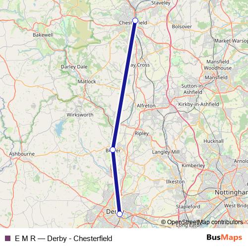 E M R rail Line Map