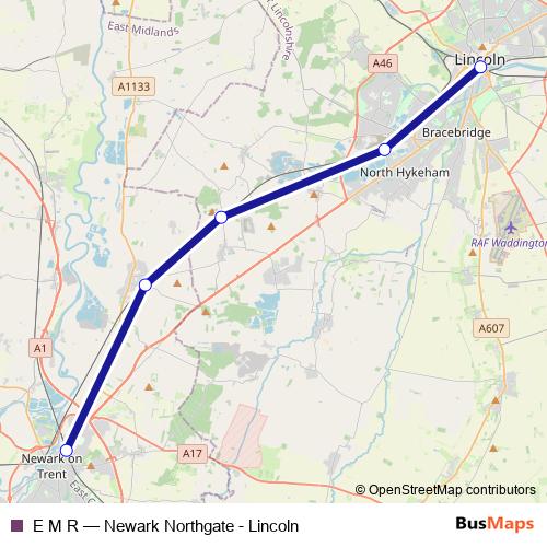 E M R rail Line Map