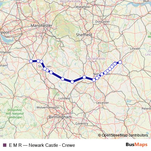 E M R rail Line Map