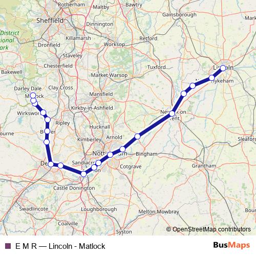 E M R rail Line Map