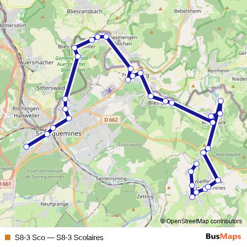 S8-3 Sco bus Line Map