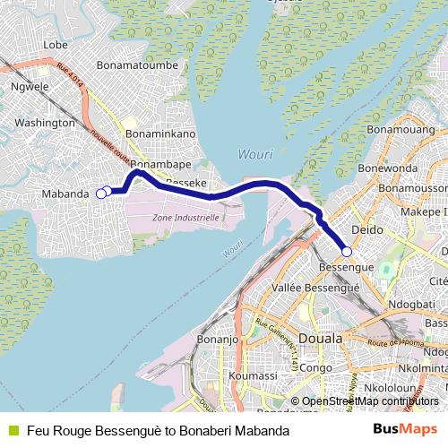 Feu Rouge Bessenguè to Bonaberi Mabanda bus Line Map