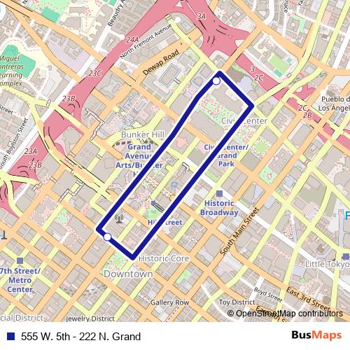 555 W. 5th - 222 N. Grand bus Line Map