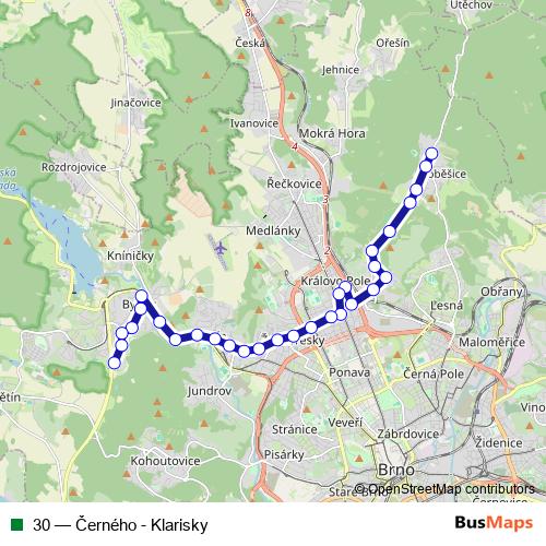 30 trolleybus Line Map