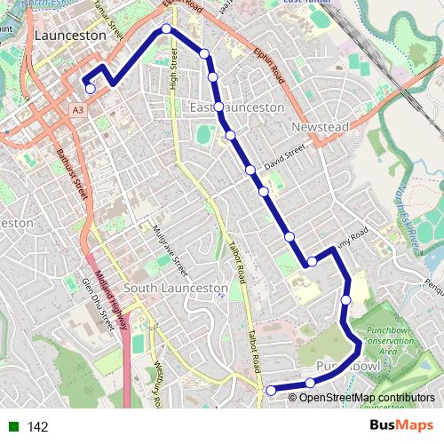 142 bus Line Map