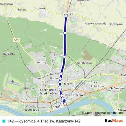 142 bus Line Map