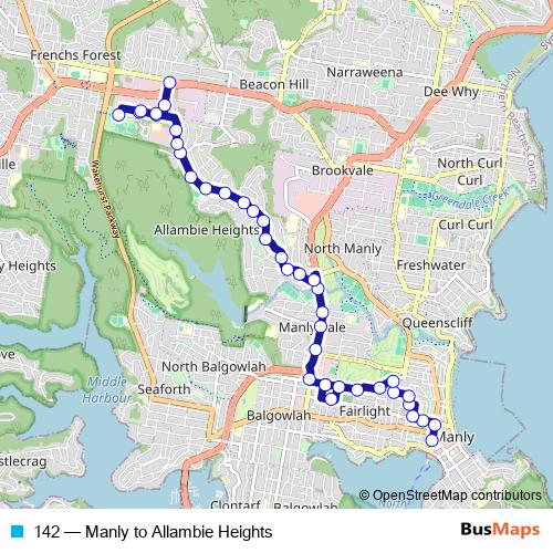 142 bus Line Map