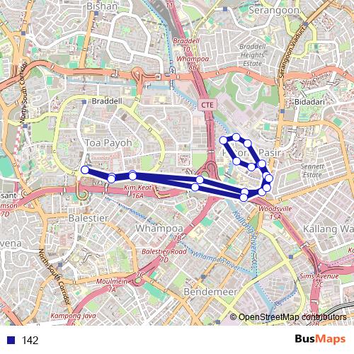 142 bus Line Map