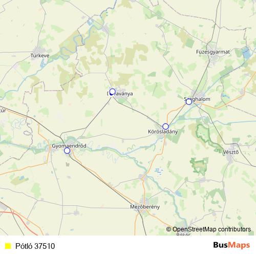 Pótló 37510 bus Line Map
