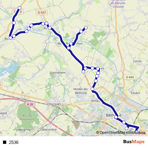 2536 bus Line Map