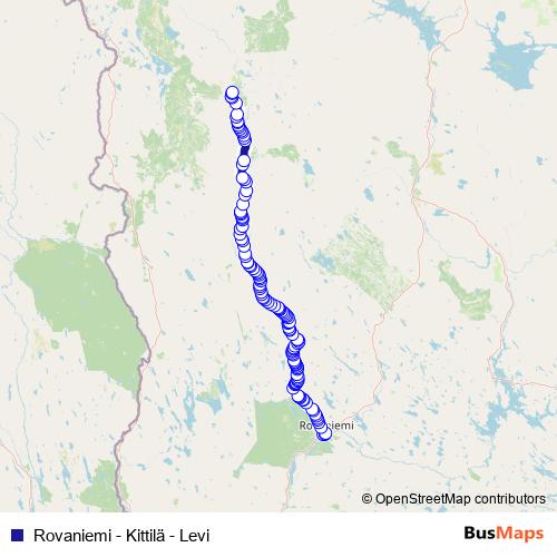 Rovaniemi - Kittilä - Levi bus Line Map