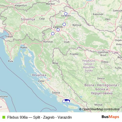 Flixbus 936a bus Line Map