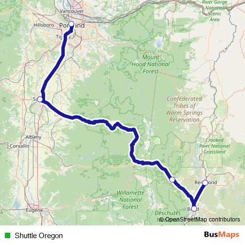 Shuttle Oregon bus Line Map