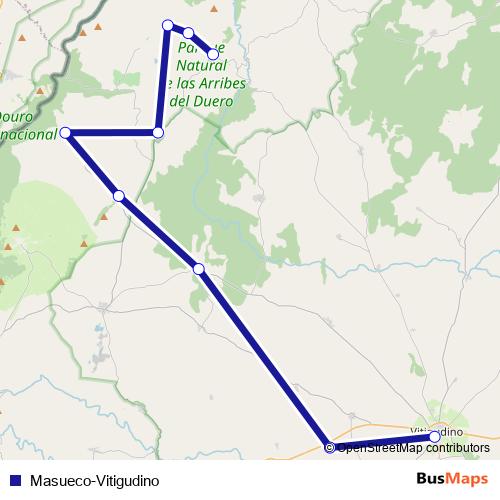 Masueco-Vitigudino bus Line Map